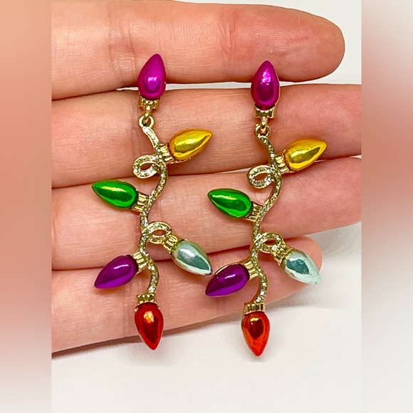 Beautiful Christmas String Lights Earrings! Long Dangling Metallic Lights! New! - Picture 12 of 12